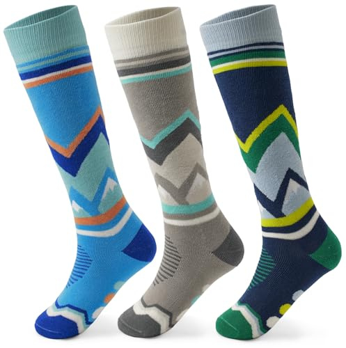 Aisyee Boys Ski Socks Kids Winter Warm Socks Boys Long Socks Cozy Thermal Socks for Kids Size 12-3 Age 10-13 Years
