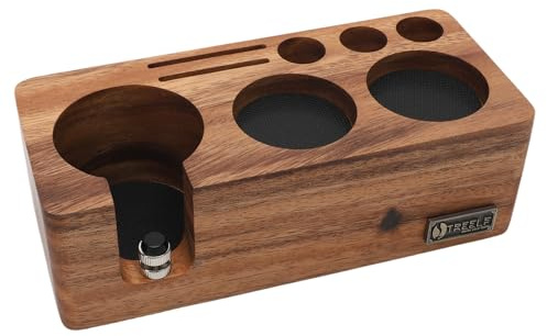 FARYODI Espresso Tampierstation 54 mm, Tamper Station Massivem Walnussholz, Barista-Kaffeeverteiler, Druckbasis für Kaffeemaschine Barista-Zubehör (54 mm)