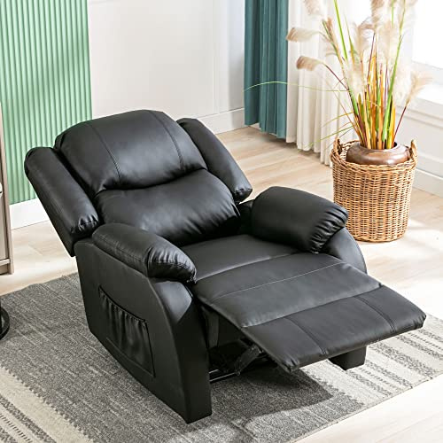 Kelodan Relaxsessel XXL PU Leder & -liegen Einzelsessel Fernsehsessel Ausziehbarer Liegestuhl Sessel Liege Einlades Sofa Akzent Stuhl Handbuch Liege, Seitentasche für Wohnzimmer