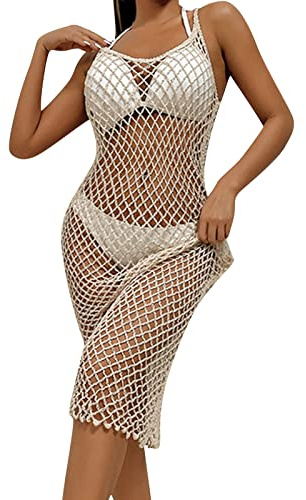 Genérico Vestido Playero Sexy para Mujer con Rejilla Hueca Camisola Exterior De Bikini
