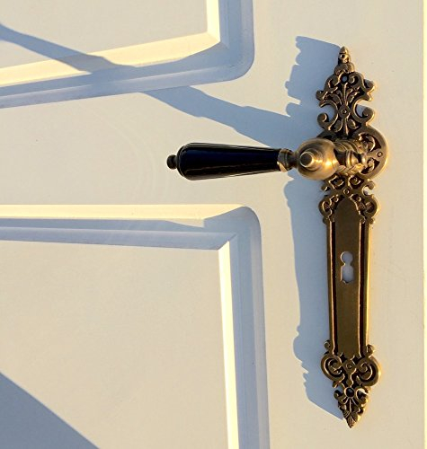 Garniture de porte classique - En laiton - Poignée de porte en porcelaine - Noir