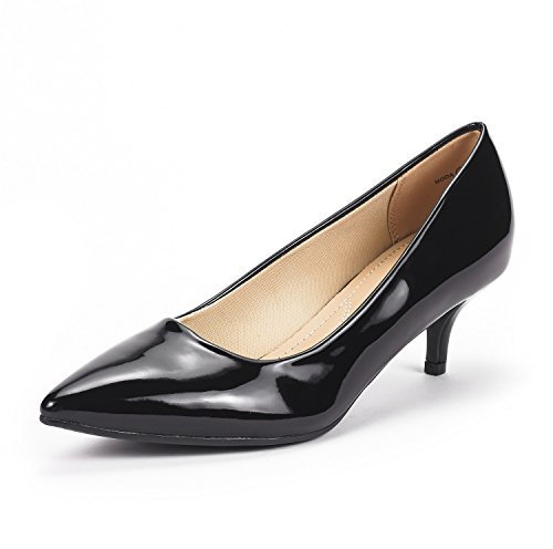 DREAM PAIRS Women's Pumps Pointed Heels Classic Shoes Fashion Comfortable, Black Pat 1, 8UK