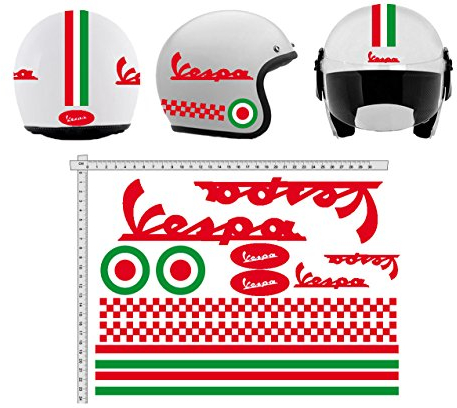 Aufkleber Helmet CASCO Kit VESPA ROSSO ROT ITALIA Helm VINY POLISHED