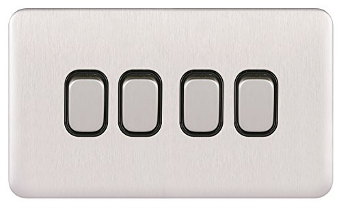 Schneider Electric GGBL1042BSS Lisse Screwless Deco 10AX 4G 2W Switch BSS, 240 V, Stainless Steel