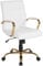 Flash Furniture Whitney Schreibtischstuhl mit mittlerer Rückenlehne, Leder, weich, mit gepolstertem Sitz und Armlehnen, höhenverstellbar, gepolstert, Bürostuhl, Weiß/Gold