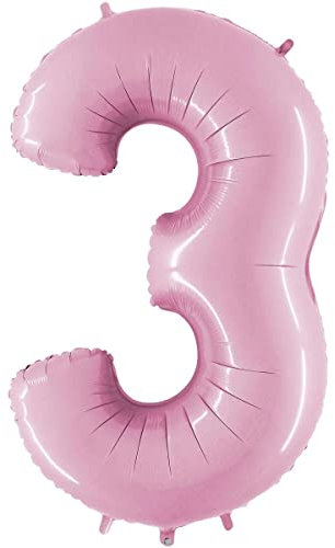 Grabo Palloncini compleanno numero 3. Palloncini per feste per bambini e adulti, in foil brillante. Palloncini colorati Made in Italy, 45x75 cm – Palloncini Rosa
