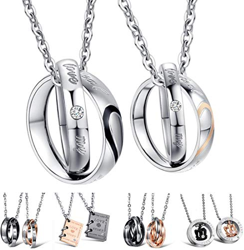 Kim Johanson Edelstahl Pärchen Halsketten *Verschiedene Motive & Farben* in Roségold, Gold & Silber Freundschaftskette, Geschenk, Glücksbringer, Schmuck, Kette inkl. Schmuckbeutel (Real Love)