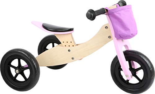 small foot Laufrad-Trike Maxi 2 in 1 Rosa aus Holz, Drei- und Laufrad, verstellbarer Sitz und gummierte Reifen, 11611