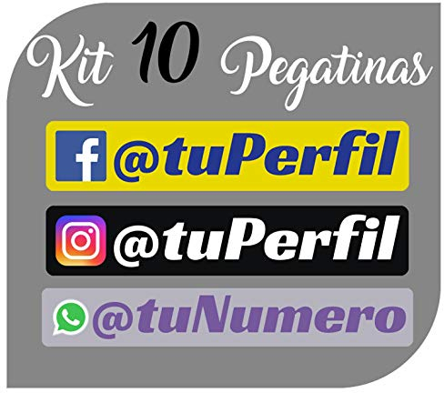 Set mit 10 Aufklebern aus Vinyl mit Ihrem Social Profil von Facebook, Instagram oder WhatApp – Fahrrad, Helm, Padelschläger, Skateboard, Auto, Motorrad etc. – Set von 10 VinylSchablonen (Packung mit