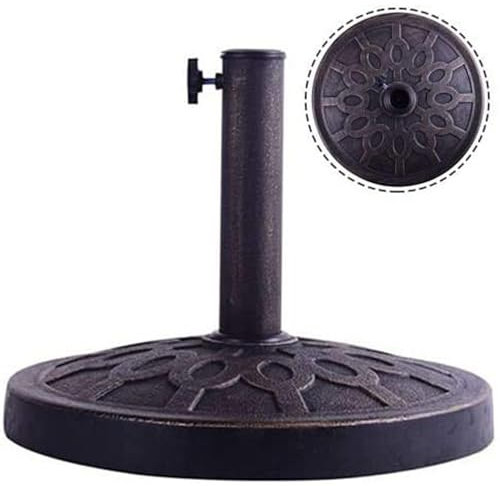 COSTWAY Base Sombrilla Terraza Exterior, Soporte Sombrilla Redonda Adecuada para Poste de Paraguas de φ38mm o φ48mm, Soportes para Parasol Terraza Exterior de Resina, Φ445xH330mm