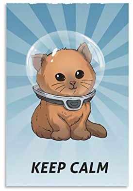 caonidaye Poster mit Aufschrift Keep Calm Kitty, für Zimmer, ästhetisch, Kunstdruck auf Leinwand, Kunstdruck, modernes Familienschlafzimmer, 50 x 75 cm