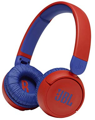 JBL JR310BT Cuffie Bluetooth senza fili per bambini, Driver da 32 mm, Suono fino a 85 dB, Riproduzione 30 ore - Rosso