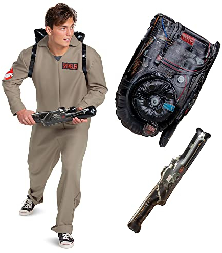 Disguise Adults, Official Ghostbusters Afterlife Movie Costume Jumpsuit with Inflatable Proton Pack, Multicolored, Extra Large (50-52)