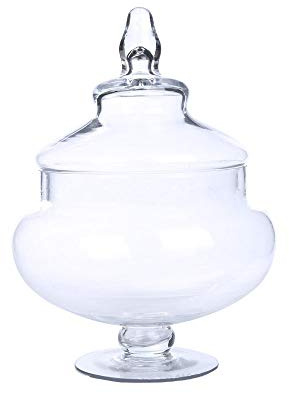 Sertay Pot de Bonbons, Bocal à Biscuits Buffet, Bocaux de Bonbons en Verre, Avec Couvercle en Verre Transparent, Poignée Ronde, Our Stockage de Bonbons, Fruits Secs, Bijoux(21 * 14cm/8.3 * 5.5in)