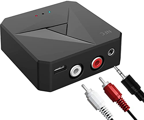 Adaptateur Bluetooth, audio stéréo, sans fil, compatible avec NFC et Bluetooth V5.0, système de streaming, émetteur-récepteur pour TV-PC, haut-parleur de voiture, casque