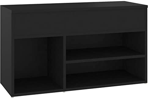 vidaXL Schuhbank Sitzbank Bank Sitztruhe Schuhschrank Schuhablage Schuhregal Schuhaufbewahrung Schuhständer Schwarz 80x30x45cm Holzwerkstoff
