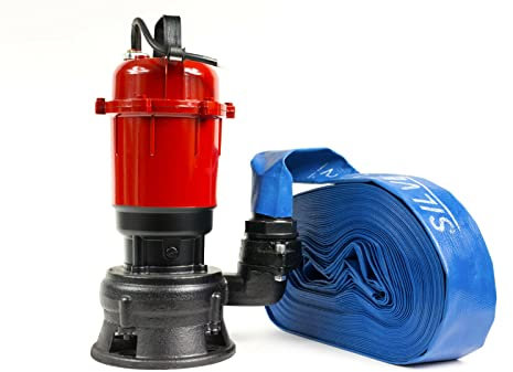 Heavy Duty Flood Sewage Water Pond Drain Septic Sump Cesspool Grinding Pump with Blue Layflat Hose 30m