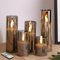 Eywamage Slim Grey Glass LED Candles with Remote D 2 H 3 4 5 6 7 Flickering Realistic Flameless Battery Candles 5 Pack
