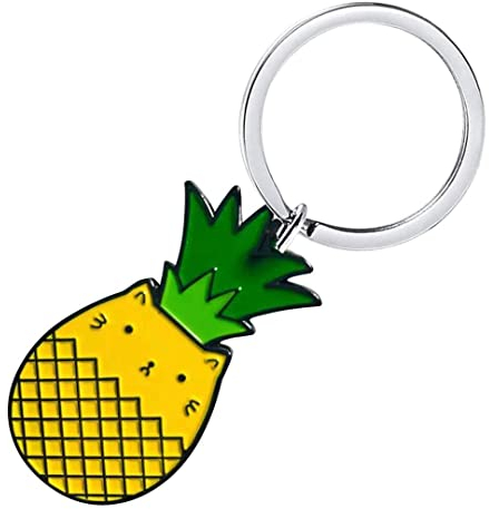 BAMINX Ananas Katze Schlüsselanhänger niedlich Cartoon Metall Schlüsselanhänger Tasche Schmuck für Frauen und Kinder kreative Geschenke