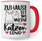 Tasse Katzen-Motiv, Zuhause ist wo meine Katzen sind Spruch, Süßes Geschenk Katzenliebhaber Katzen-Motiv, Geschenkidee Kollegen Freund Freundin, lustige Katze Kater Katzenfreund Büro-Tasse (Rot)