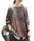 Janein Damen Pullover Oversize Lang Strickpullover Herbst Winter Rundhals Sweater mit Blumenmuster Weihnachtspullover M S01DE CR27