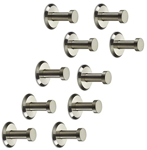 SOTECH 10 pezzi Appendiabiti in acciaio inox MEDEA Ø 10/15 mm | Lunghezza 30 mm Ganci spazzolato Fissaggio a scomparsa, viti e tasselli inclusi