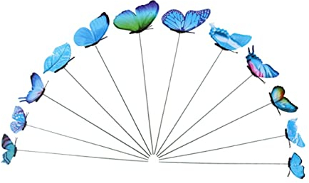 HOMSFOU Stock 12-teiliges Set Hochzeitsdeko Wiesendekor Künstlich Garten Schmetterling Kolben Grüne Pflanzen