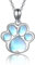 HUKKUN Paw Print Halskette Sterling Silber Mondstein Hundehalskette für Mädchen Mondsteinschmuck Hundeliebhaber Geschenk für Frauen