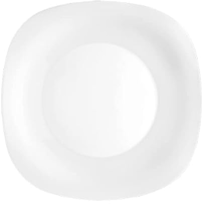 Bormioli Rocco ‘Parma’ White Soft Square Dinner Plates Set – Strong Tempered Opal Glass – Microwave & Dishwasher-Safe – Luxury Italian Tableware (4)