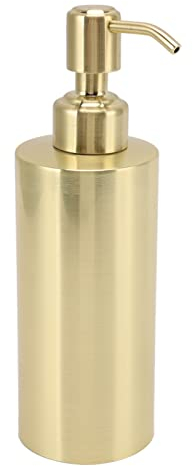 Stainless Steel Soap Dispenser, 7.68in Large Capacity Liquid Hand Soap Pump, 8.25oz Leak Proof Metal Pump, Refillable Rust Proof Bottle for Bathroom, Kitchen Countertop Bottle Gold