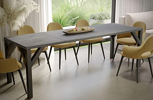 Endo-Moebel Esstisch Baltika 130cm - 240cm erweiterbar ausziehbar Synchronauszug Säulentisch Küchentisch (Beton Dunkel)