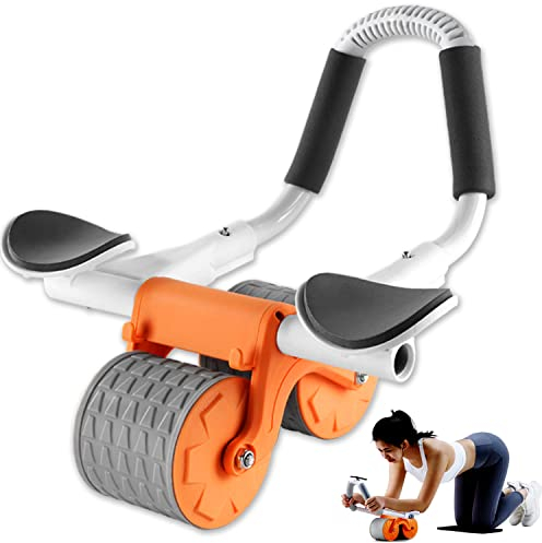 ABHDIEG Upgrade Bauchmuskel-Roller-Trainingsgerät mit Ellenbogenstütze, automatisches Rückprall-Bauchrad, Bauchmuskeltraining für Zuhause, Fitnessstudio, Doppelrad-Bauchmuskelroller für Core-Workout