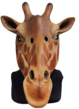 BaronHong Latex-Tiermaske, Labrador-Maske, Verkleidung für Erwachsene, Kopfbedeckung, Halloween, Schaufensterpuppe, Party-Kostüm (Giraffe, M)