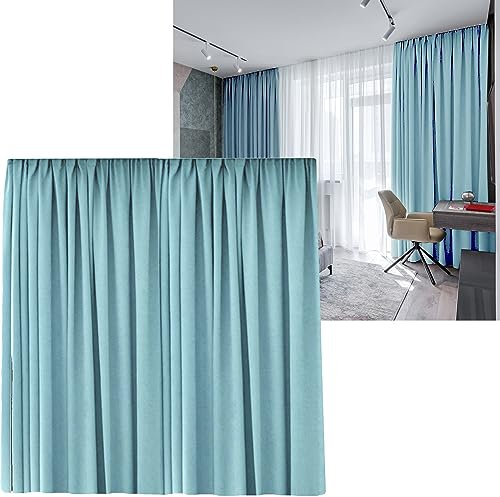 Cleanlevel EST 2016 Vorhänge Vorhang Gardinen mit Kräuselband verdunklungsvorhänge Verdunkelungsvorhang Übergröße Thermovorhang Blickdicht 300cm (B) x 245 (L) Wohnzimmer (Himmelblau Kräuselband)