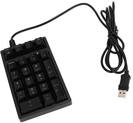 Gonetre USB Numeric Keypad K21 Numpad Mechanical Numeric Keypad Wired 21 Keys Blue Switch Color Led USB Portable K21 Numpad for Laptop PC Computer