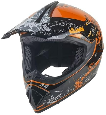 Kinder Crosshelm Racing AHP – Motorradhelm für Kinder, ABS-Schale, robuster Kinderhelm für Downhill, Quad und Motocross, Rot, Größe S, 53 – 54 cm