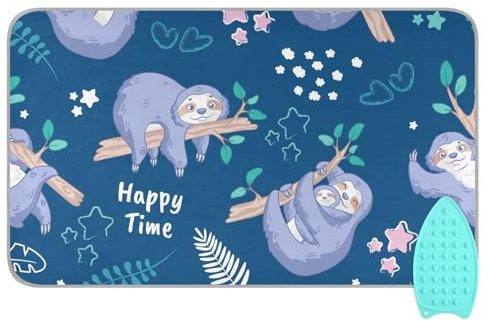 QwThum Bügelmatte, verdickte Bügeldecke, tragbar, doppelseitig, mit Bügelkissen, Reise-Isolat, Wärmekissen, Bezug für Waschmaschine, Trockner, Tischplatte, Arbeitsplatte (70,1 x 119,9 cm), Faultier