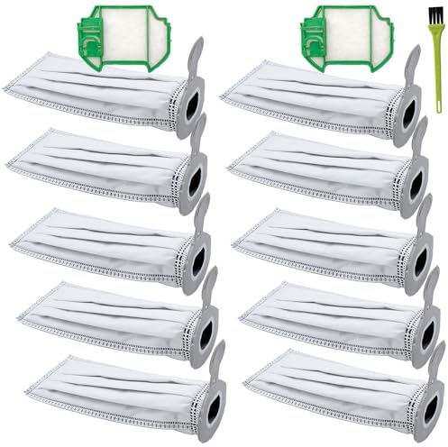 10 Stk VK7 Staubsaugerbeutel kompatibel mit Vorwerk Kobold VK7 FP7, Premium Filtertüten Ersatz Staubbeutel und 2 Motorschutzfilter für Kobold VK7 Akku-Staubsauger Beutel Zubehör