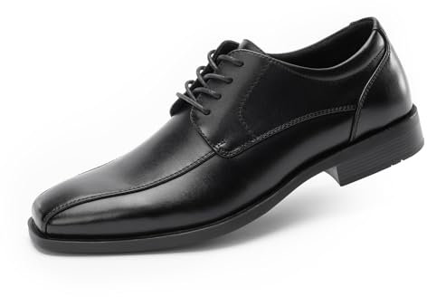 Cusolemore Oxfords clásicos para Hombre con Cordones, Puntera Cuadrada, Forro de Tela, diseño de talonera, Estilo Tilden para el Trabajo y la Vestimenta Formal Black 7.5