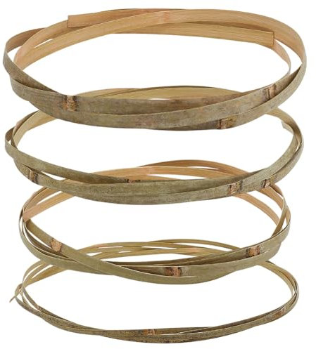 FINGERINSPIRE 4Pcs Rouleau de Bandes de Bambou pour Le Tissage 4 Styles de Bandes Plates en Osier de Bambou Naturel Olive Terne Fines Bandes Plates Larges Bandes de Bambou en Rotin pour DIY Tissage