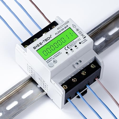 Digitaler 3-Phasen Drehstromzähler [FLDS100BiR -MID 25] - Stromzähler für TS35 Hutschiene, MID geeicht, digitaler LCD Drehstromzähler mit S0, 100A, 400V