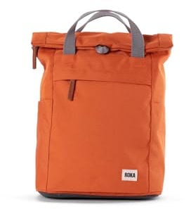 ROKA Finchley Roll Top Backpack for Women & Men - Medium Canvas Rucksack w/Magnetic Closure & Multi Pockets for Work, School, Travel - Atomic Orange
