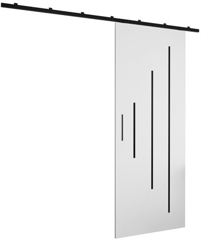 MEBLE KRYSPOL Zonda Y Schiebetürset mit Schiene - Hängendes Innen-Schiebetürsystem - Torbeschläge - Hergestellt aus robustem Laminat - 204x80 cm - Weiß