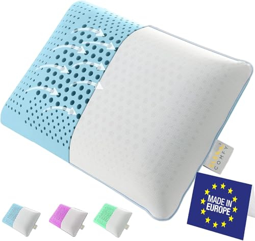 SLEEP COMFY Luxus Ozean Puff Aromatherapie Kissen mit Bezug Visco Memory Foam Kissen Ergonomisches, Orthopädisches Nackenkissen Kopfkissen Schlafkissen für Rückenschläfer, Bauchschläfer Seitenschläfer
