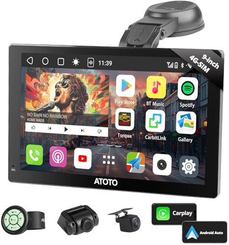 MYATOTO P909PR-A-S3 9-Zoll-tragbare Auto-Stereo mit Carplay/Android Auto Wireless Bluetooth Radio