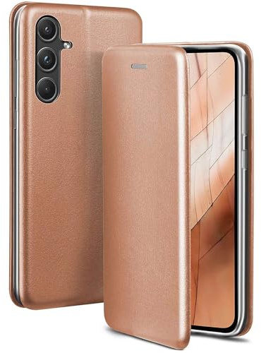 ONEFLOW Business Case für Samsung Galaxy A55 5G Handyhülle klappbar mit Standfunktion, Klapphülle Flipcase Cover Dünn, PU Leder Hülle mit Kartenfach, 360 Grad Schutzhülle, Rosegold