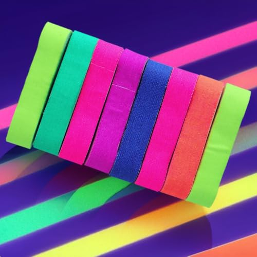 Cpeelsdo Neon Klebeband - 8 Stück Premium Fluoreszierendes Klebeband UV Schwarzlicht tape für Neon-Party deko,5mx15mm,6 Farben (8)
