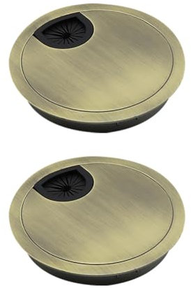 JIHUOO 2 Pcs 80mm Metal Desk Wire Grommets Desk Cable Hole Covers Cable Cord Grommets Furniture Wire Hole Cover Wire Pass Through Grommets Bronze