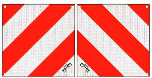 Bricoloco.com Placa V20 homologada para portabicicletas de coches - Señal con Bandas refectante 3M para cargas que sobresalen de vehículos (Placa Alumnio (2uds))