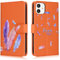 Aisenth Wallet Case for iPhone 12/iPhone 12 Pro (6.1 inch), Colorful Feather 3D Pattern PU Leather Flip Case for Girls, Protective Cover with Magnetic Closure, Stand Function, Card Slots, Orange